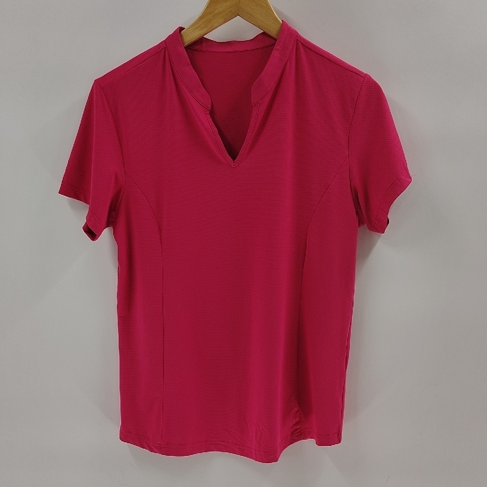 Obla Pullover Athletic Top Size Medium Pink Short Sleeve Stretch